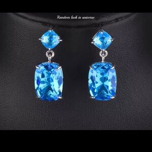 Gorgeous 5.2CT light sapphire silver plated earrings SKU#B37